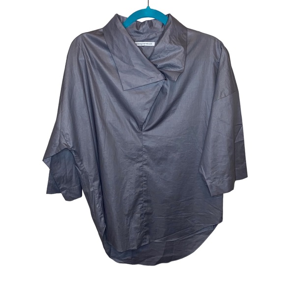 Aldofo Dominguez | Tops | Aldofo Dominguez Gray Cowlneck Blouse | Poshmark